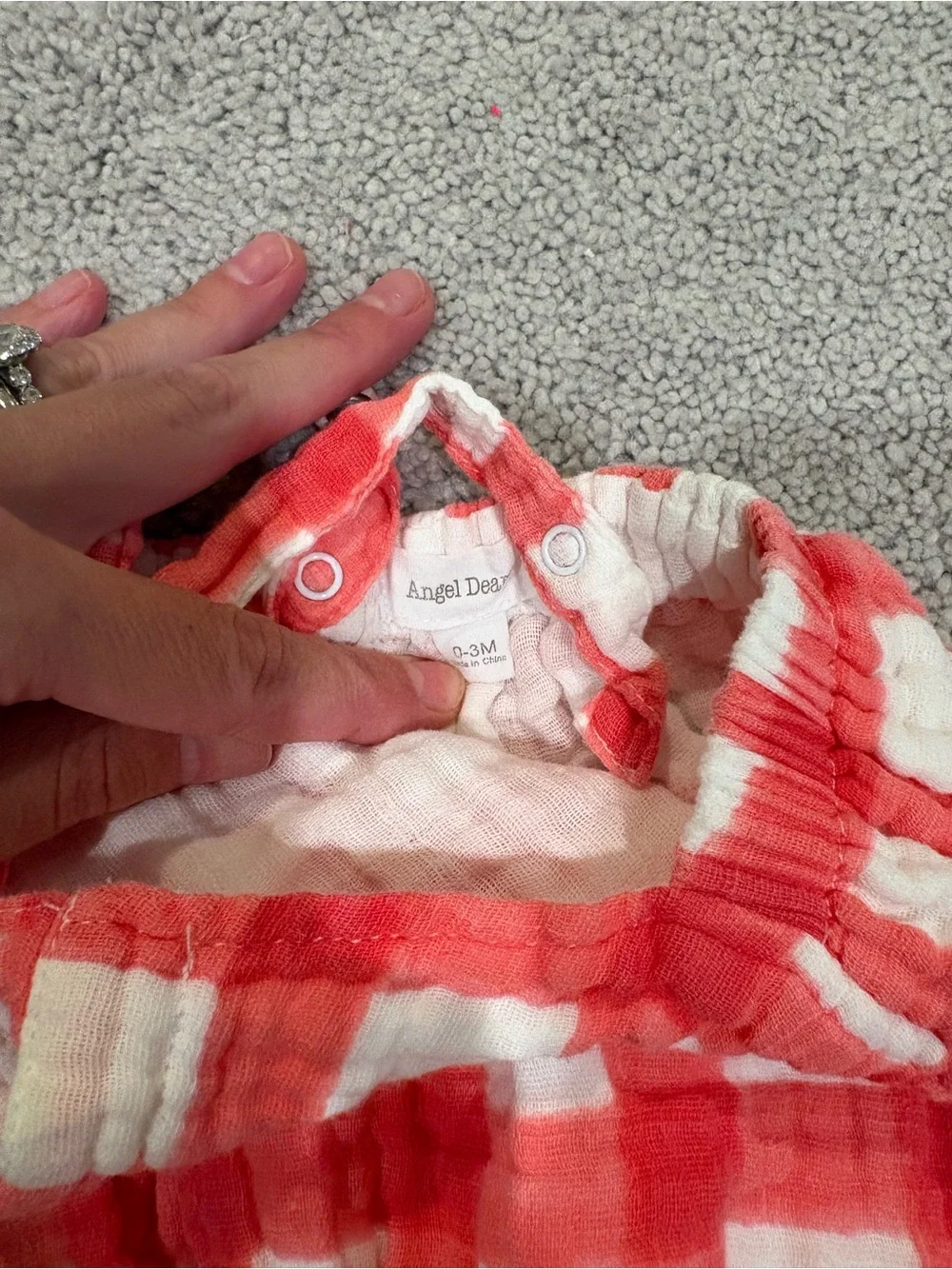 Angel Dear Red and White Gingham Baby muslin romper